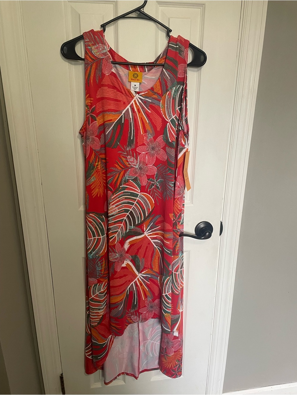 Ruby Rd. Red Tropical-Print High-Low Maxi Dress
